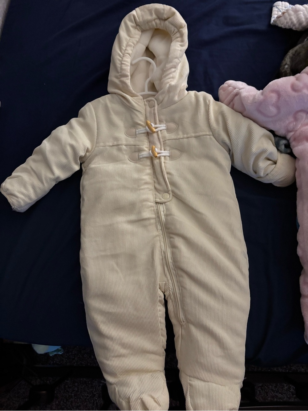 Kensie Girl Cream Baby Romper with Hood